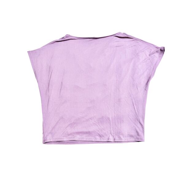 White House Black Market Cold Shoulder Drape Neck Top Mineral Pink Size L NWT - Picture 2 of 7